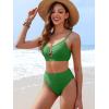 image:imageANRABESS Bikini Sets for Women Summer High Waisted 2 Piece Bathing Suit Ribbed UWire Cutout Swimsuit Beach Vacation 2026Green