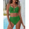 image:imageANRABESS Bikini Sets for Women Summer High Waisted 2 Piece Bathing Suit Ribbed UWire Cutout Swimsuit Beach Vacation 2026Green