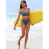 image:imageANRABESS Bikini Sets for Women Summer High Waisted 2 Piece Bathing Suit Ribbed UWire Cutout Swimsuit Beach Vacation 2026Grey Blue