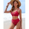 image:imageANRABESS Bikini Sets for Women Summer High Waisted 2 Piece Bathing Suit Ribbed UWire Cutout Swimsuit Beach Vacation 2026Red