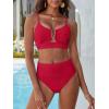 image:imageANRABESS Bikini Sets for Women Summer High Waisted 2 Piece Bathing Suit Ribbed UWire Cutout Swimsuit Beach Vacation 2026Red