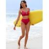 image:imageANRABESS Bikini Sets for Women Summer High Waisted 2 Piece Bathing Suit Ribbed UWire Cutout Swimsuit Beach Vacation 2026Red