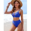 image:imageANRABESS Bikini Sets for Women Summer High Waisted 2 Piece Bathing Suit Ribbed UWire Cutout Swimsuit Beach Vacation 2026Royal Blue