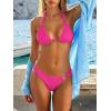 image:imageANRABESS Bikini Sets for Women Triangle Two Piece Halter Bathing Suit 2026 Summer Beach Vacation Strap Thong Sexy SwimsuitHot Pink