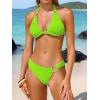 image:imageANRABESS Bikini Sets for Women Triangle Two Piece Halter Bathing Suit 2026 Summer Beach Vacation Strap Thong Sexy SwimsuitNeon Green