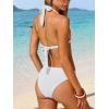 image:imageANRABESS Bikini Sets for Women Triangle Two Piece Halter Bathing Suit 2026 Summer Beach Vacation Strap Thong Sexy SwimsuitWhite