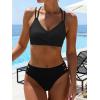 image:imageANRABESS Bikini Sets for Women V Neck Criss Cross Two Piece Swimsuit Sexy Cutout Bathing Suit 2026 Beach Vacation SwimwearBlack