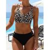 image:imageANRABESS Bikini Sets for Women V Neck Criss Cross Two Piece Swimsuit Sexy Cutout Bathing Suit 2026 Beach Vacation SwimwearLeopard Black