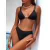 image:imageANRABESS Bikini Swimsuit Sets for Women Double Shoulder Straps Top Triangle Floral Two Piece Bathing Suit Beach SwimwearBlack