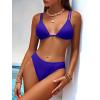image:imageANRABESS Bikini Swimsuit Sets for Women Double Shoulder Straps Top Triangle Floral Two Piece Bathing Suit Beach SwimwearDeep Royal Blue