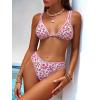 image:imageANRABESS Bikini Swimsuit Sets for Women Double Shoulder Straps Top Triangle Floral Two Piece Bathing Suit Beach SwimwearOrange Red Floral