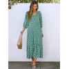 image:imageANRABESS Boho Maxi Dresses for Women Summer Puff Sleeve V Neck Flowy Long Casual Dress with Pockets 2026 Vacation ClothesFloral Green