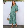image:imageANRABESS Boho Maxi Dresses for Women Summer Puff Sleeve V Neck Flowy Long Casual Dress with Pockets 2026 Vacation ClothesFloral Green