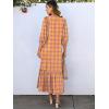 image:imageANRABESS Boho Maxi Dresses for Women Summer Puff Sleeve V Neck Flowy Long Casual Dress with Pockets 2026 Vacation ClothesFloral Purple Yellow