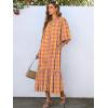 image:imageANRABESS Boho Maxi Dresses for Women Summer Puff Sleeve V Neck Flowy Long Casual Dress with Pockets 2026 Vacation ClothesFloral Purple Yellow