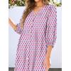 image:imageANRABESS Boho Maxi Dresses for Women Summer Puff Sleeve V Neck Flowy Long Casual Dress with Pockets 2026 Vacation ClothesLeaves Hot Pink