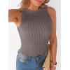 image:imageANRABESS High Neck Tank Tops for Women Sleeveless Shirts Summer 2026 Basic Soft Slim Fit Racerback Trendy Casual OutfitsDeep Coffee