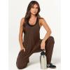 image:imageANRABESS Jumpsuits for Women Casual Summer Overalls Sleeveless Spaghetti Strap Romper Jumpers Trendy Beach Vacation OutfitsDeep Coffee