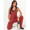 image:imageANRABESS Jumpsuits for Women Casual Summer Overalls Sleeveless Spaghetti Strap Romper Jumpers Trendy Beach Vacation OutfitsOrange Rust