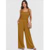 image:imageANRABESS Jumpsuits for Women Dressy Casual Smocked Sleeveless Wide Leg Longe Rompers One Piece 2026 Summer Vacation OutfitsBrownish Yellow