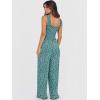 image:imageANRABESS Jumpsuits for Women Dressy Casual Smocked Sleeveless Wide Leg Longe Rompers One Piece 2026 Summer Vacation OutfitsDeep Green Floral