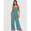 image:imageANRABESS Jumpsuits for Women Dressy Casual Smocked Sleeveless Wide Leg Longe Rompers One Piece 2026 Summer Vacation OutfitsDeep Green Floral