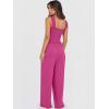 image:imageANRABESS Jumpsuits for Women Dressy Casual Smocked Sleeveless Wide Leg Longe Rompers One Piece 2026 Summer Vacation OutfitsHot Pink