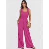 image:imageANRABESS Jumpsuits for Women Dressy Casual Smocked Sleeveless Wide Leg Longe Rompers One Piece 2026 Summer Vacation OutfitsHot Pink