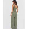 image:imageANRABESS Jumpsuits for Women Dressy Casual Smocked Sleeveless Wide Leg Longe Rompers One Piece 2026 Summer Vacation OutfitsOlive