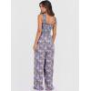 image:imageANRABESS Jumpsuits for Women Dressy Casual Smocked Sleeveless Wide Leg Longe Rompers One Piece 2026 Summer Vacation OutfitsPurple Flora