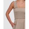 image:imageANRABESS Jumpsuits for Women Dressy Casual Smocked Sleeveless Wide Leg Longe Rompers One Piece 2026 Summer Vacation OutfitsTaupe