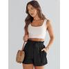 image:imageANRABESS Linen Shorts for Women Summer Casual Wide Leg Loose High Waist Drawstring Dressy Shorts 2026 Beach Vacation ClothesBlack