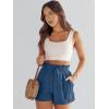 image:imageANRABESS Linen Shorts for Women Summer Casual Wide Leg Loose High Waist Drawstring Dressy Shorts 2026 Beach Vacation ClothesDeep Blue