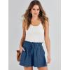 image:imageANRABESS Linen Shorts for Women Summer Casual Wide Leg Loose High Waist Drawstring Dressy Shorts 2026 Beach Vacation ClothesDeep Blue