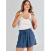 image:imageANRABESS Linen Shorts for Women Summer Casual Wide Leg Loose High Waist Drawstring Dressy Shorts 2026 Beach Vacation ClothesDeep Blue
