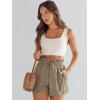 image:imageANRABESS Linen Shorts for Women Summer Casual Wide Leg Loose High Waist Drawstring Dressy Shorts 2026 Beach Vacation ClothesLight Brown