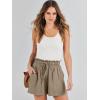 image:imageANRABESS Linen Shorts for Women Summer Casual Wide Leg Loose High Waist Drawstring Dressy Shorts 2026 Beach Vacation ClothesLight Brown