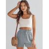 image:imageANRABESS Linen Shorts for Women Summer Casual Wide Leg Loose High Waist Drawstring Dressy Shorts 2026 Beach Vacation ClothesLight Grey