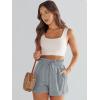 image:imageANRABESS Linen Shorts for Women Summer Casual Wide Leg Loose High Waist Drawstring Dressy Shorts 2026 Beach Vacation ClothesLight Grey