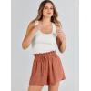 image:imageANRABESS Linen Shorts for Women Summer Casual Wide Leg Loose High Waist Drawstring Dressy Shorts 2026 Beach Vacation ClothesRust