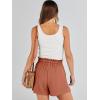 image:imageANRABESS Linen Shorts for Women Summer Casual Wide Leg Loose High Waist Drawstring Dressy Shorts 2026 Beach Vacation ClothesRust