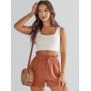 image:imageANRABESS Linen Shorts for Women Summer Casual Wide Leg Loose High Waist Drawstring Dressy Shorts 2026 Beach Vacation ClothesRust
