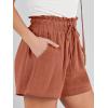 image:imageANRABESS Linen Shorts for Women Summer Casual Wide Leg Loose High Waist Drawstring Dressy Shorts 2026 Beach Vacation ClothesRust