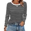 image:imageANRABESS Long Sleeve Shirts for Women Crewneck Basic Tee Striped Tops 2025 Fall Casual Loose Fit T Shirts Fashion OutfitsBlack Stripe