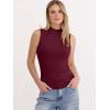 image:imageANRABESS Mock Neck Tank Tops for Women Ribbed Knit Sleeveless Top Slim Fit 2026 Summer Casual Basic Layer ShirtsDeep Red