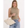 image:imageANRABESS Mock Neck Tank Tops for Women Ribbed Knit Sleeveless Top Slim Fit 2026 Summer Casual Basic Layer ShirtsLight Khaki