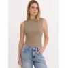 image:imageANRABESS Mock Neck Tank Tops for Women Ribbed Knit Sleeveless Top Slim Fit 2026 Summer Casual Basic Layer ShirtsLight Khaki