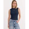 image:imageANRABESS Mock Neck Tank Tops for Women Ribbed Knit Sleeveless Top Slim Fit 2026 Summer Casual Basic Layer ShirtsNavy Blue