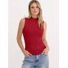 image:imageANRABESS Mock Neck Tank Tops for Women Ribbed Knit Sleeveless Top Slim Fit 2026 Summer Casual Basic Layer ShirtsRed