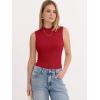 image:imageANRABESS Mock Neck Tank Tops for Women Ribbed Knit Sleeveless Top Slim Fit 2026 Summer Casual Basic Layer ShirtsRed